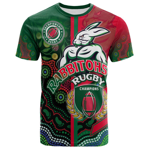 South Sydney Rabbitohs T-shirt - South Sydney Rabbitohs Ball Aboriginal Inspired Indigenous Sport Style T-shirt