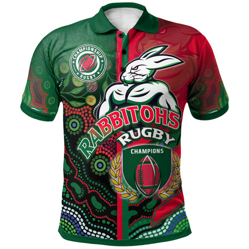 Rabbitohs Rugby Polo Shirt - Custom Rabbitohs Rugby Ball Aboriginal Indigenous Sport Style Polo Shirt