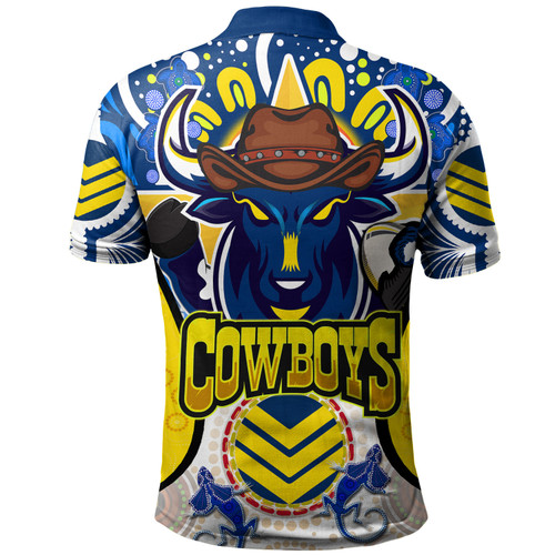 Australia North Queensland Custom Indigenous Polo Shirt - North Queensland Cows With Aboriginal Culture Polo Shirt Australia North Queensland Custom Indigenous Polo Shirt - North Queensland Cows With Aboriginal Culture Polo Shirt