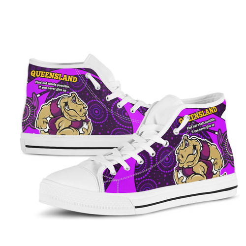 Cane Toads High Top Shoes - Cane Toads Mascot With Aboriginal Inspired Art Cane Toads High Top Shoes - Cane Toads Mascot With Aboriginal Inspired Art