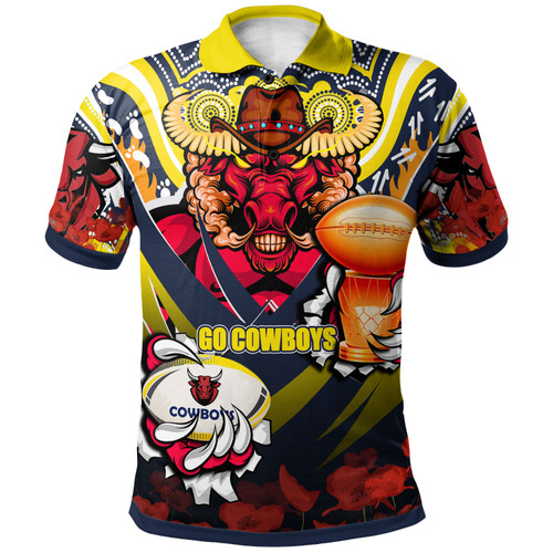 North Queensland Premierships Polo Shirt - Custom Go Champion North Queensland With Poppies Flower And Culture Polo Shirt
