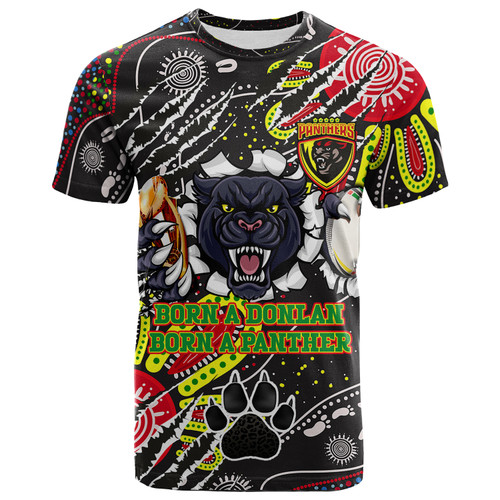 Penrith Panthers Custom T-shirt - Mighty Black The Proud Of Penrith Indigenous Scratch T-shirt