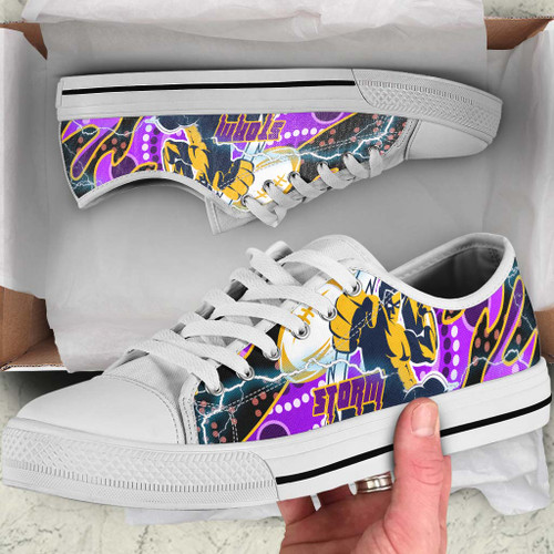 Melbourne Storm Low Top Shoes - Melbourne Storm Thunder Indigenous with Torres Strait Islander Aboriginal Inspired Culture Melbourne Storm Low Top Shoes - Melbourne Storm Thunder Indigenous with Torres Strait Islander Aboriginal Inspired Culture
