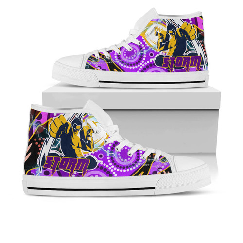 Melbourne Storm High Top Shoes - Melbourne Storm Thunder Indigenous with Torres Strait Islander Aboriginal Inspired Culture