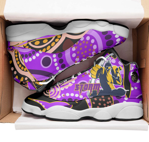 Melbourne Storm High Top Basketball Shoes J 13 - Melbourne Storm Thunder Indigenous with Torres Strait Islander Aboriginal Inspired Culture Sneakers J 13