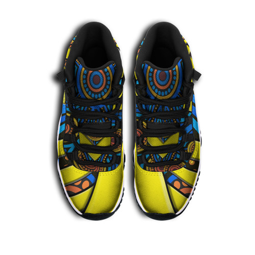 Parramatta Eels High Top Basketball Shoes J 11 - Electric Eel With Aboriginal Inspired Patterns Sneakers J 11 Parramatta Eels High Top Basketball Shoes J 11 - Electric Eel With Aboriginal Inspired Patterns Sneakers J 11
