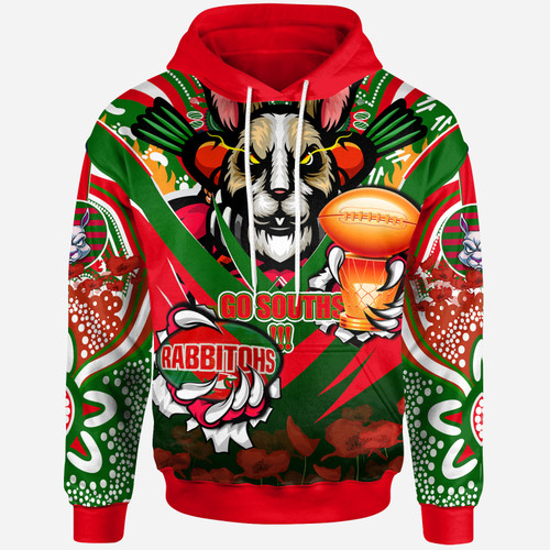 Souths Premierships Hoodie - Custom Go Souths With Poppies Flower And Culture Hoodie