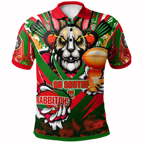 Souths Premierships Polo Shirt - Custom Go Souths With Poppies Flower And Culture Polo Shirt