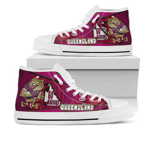 Cane Toads High Top Shoes - Cane Toads Mascot Aboriginal Inspired Art High Cane Toads High Top Shoes - Cane Toads Mascot Aboriginal Inspired Art High