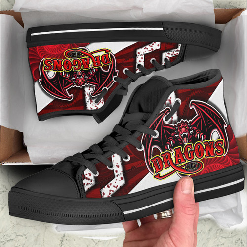 St. George Rugby Custom High Top Shoes - Dragons With Rugby Ball Aboriginal Patterns