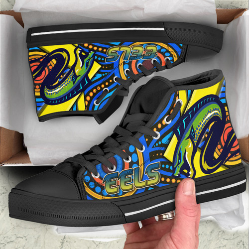 Eels Rugby High Top Shoes - Electric Eel With Aboriginal Patterns