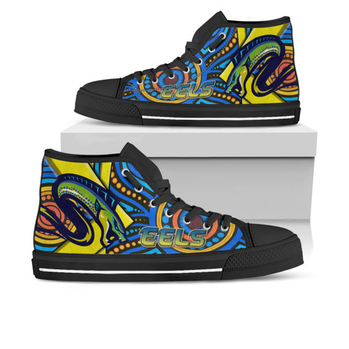 Parramatta Eels High Top Shoes - Electric Eel With Aboriginal Inspired Patterns Parramatta Eels High Top Shoes - Electric Eel With Aboriginal Inspired Patterns