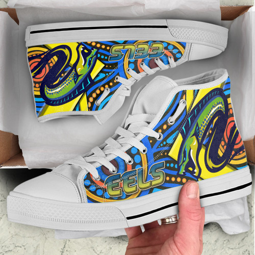 Parramatta Eels High Top Shoes - Electric Eel With Aboriginal Inspired Patterns Parramatta Eels High Top Shoes - Electric Eel With Aboriginal Inspired Patterns