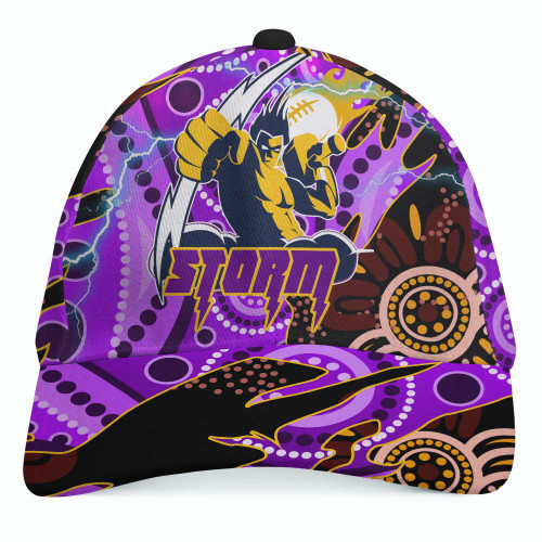 Melbourne Storm Cap - Melbourne Storm Team with Aboriginal Inspired Dot Painting and Indigenous Pattern