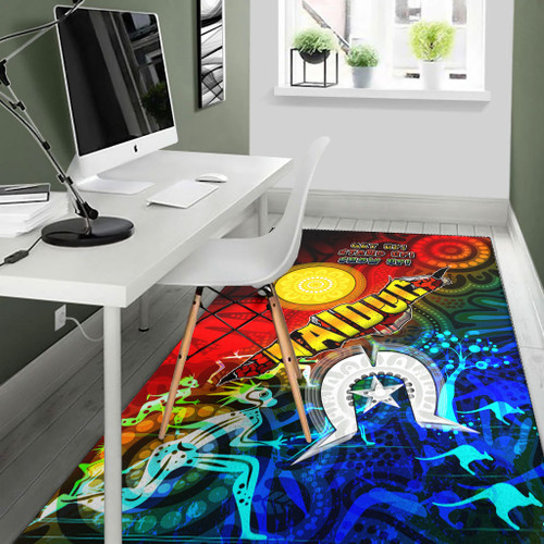 Australia Naidoc Week Area Rug - Naidoc Aboriginal Inspired Dot Art Painting With Hunting "Get up, Stand up, Show up," Area Rug Australia Naidoc Week Area Rug - Naidoc Aboriginal Inspired Dot Art Painting With Hunting "Get up, Stand up, Show up," Area Rug