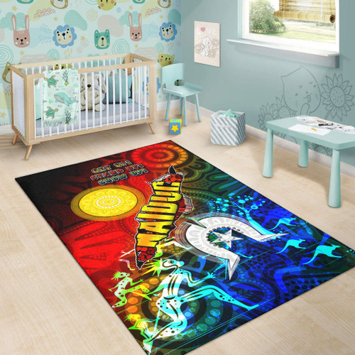 Australia Naidoc Week Area Rug - Naidoc Aboriginal Inspired Dot Art Painting With Hunting "Get up, Stand up, Show up," Area Rug Australia Naidoc Week Area Rug - Naidoc Aboriginal Inspired Dot Art Painting With Hunting "Get up, Stand up, Show up," Area Rug