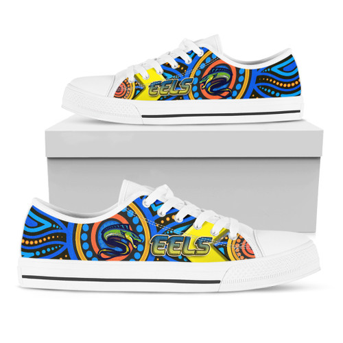 Parramatta Eels Low Top Shoes- Electric Eel With Aboriginal Inspired Patterns Parramatta Eels Low Top Shoes- Electric Eel With Aboriginal Inspired Patterns