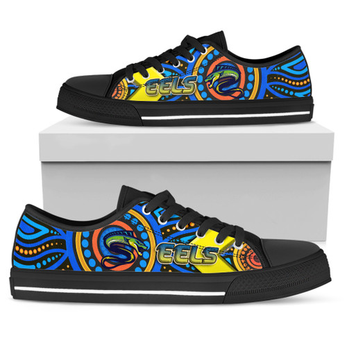 Parramatta Eels Low Top Shoes- Electric Eel With Aboriginal Inspired Patterns Parramatta Eels Low Top Shoes- Electric Eel With Aboriginal Inspired Patterns