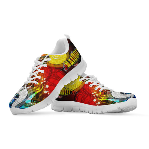 Australia Naidoc Week Sneakers - Naidoc Aboriginal Inspired Dot Art Painting With Hunting "Get up, Stand up, Show up," Sneakers Australia Naidoc Week Sneakers - Naidoc Aboriginal Inspired Dot Art Painting With Hunting "Get up, Stand up, Show up," Sneakers