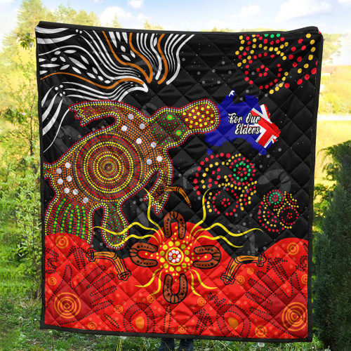 Australia Naidoc Week Quilt - Naidoc with Australia Flag and Aboriginal Inspired Dot Pattern Quilt Australia Naidoc Week Quilt - Naidoc with Australia Flag and Aboriginal Inspired Dot Pattern Quilt