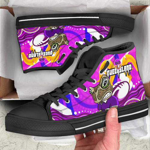 Cane Toads High Top Shoes - Cane Toads Naidoc Week Aboriginal Inspired Flag Cane Toads High Top Shoes - Cane Toads Naidoc Week Aboriginal Inspired Flag