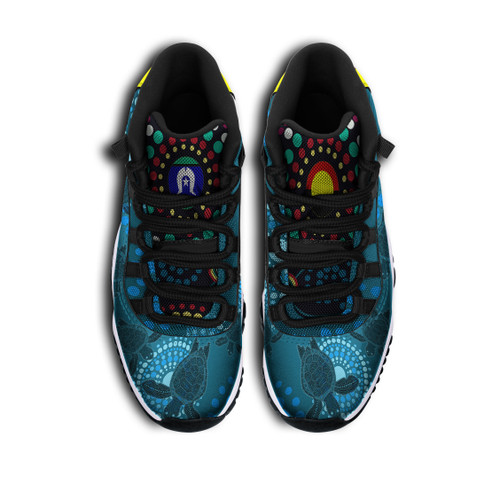 Indigenous All Stars High Top Basketball Shoes J 11 - Custom Dreamtime Turtle With Dot Painting Art Sneakers J 11 Indigenous All Stars High Top Basketball Shoes J 11 - Custom Dreamtime Turtle With Dot Painting Art Sneakers J 11