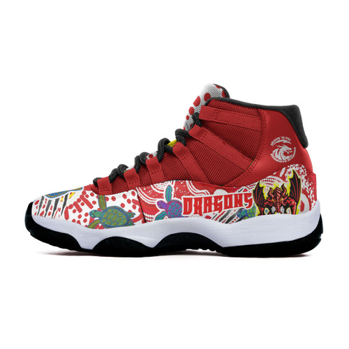 Illawarra and St George High Top Basketball Shoes J 11 - Custom The RED V With And Torres Strait Islander Culture Sneakers J 11 Illawarra and St George High Top Basketball Shoes J 11 - Custom The RED V With And Torres Strait Islander Culture Sneakers J 11