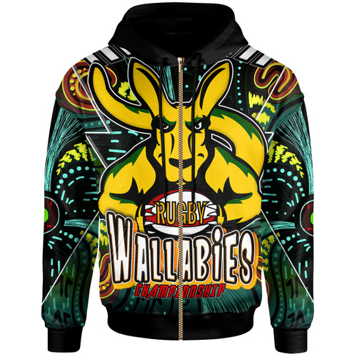 Wallabies Rugby Hoodie - Custom Kangaroo Rugby Championship Sport Aboriginal Inspired Culture Personalised Player And Number Hoodie Wallabies Rugby Hoodie - Custom Kangaroo Rugby Championship Sport Aboriginal Inspired Culture Personalised Player And Number Hoodie