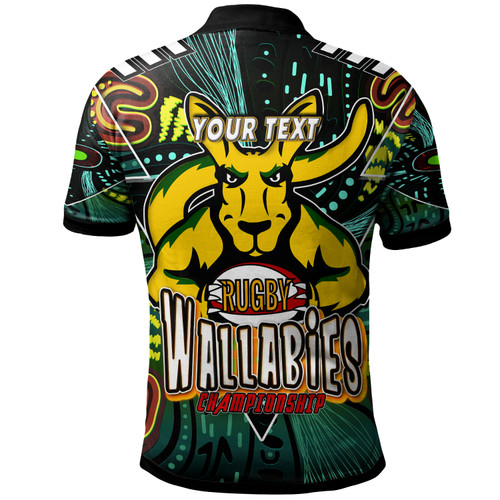 Wallabies Rugby Polo Shirt - Custom Kangaroo Rugby Championship Sport Aboriginal Inspired Culture Personalised Player And Number Polo Shirt Wallabies Rugby Polo Shirt - Custom Kangaroo Rugby Championship Sport Aboriginal Inspired Culture Personalised Player And Number Polo Shirt