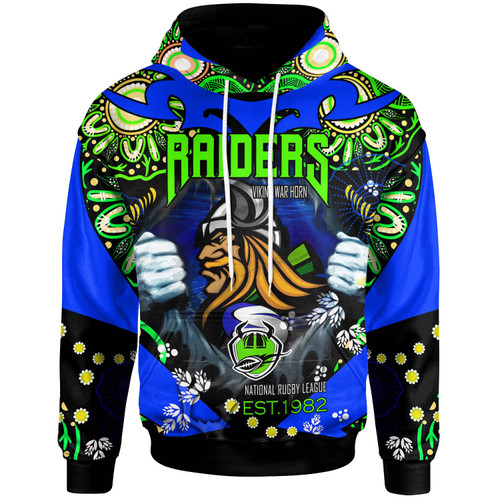 Canberra Raiders Hoodie - Custom Personalised Canberra Raiders with Aboriginal Inspired Culture Player And Number Hoodie