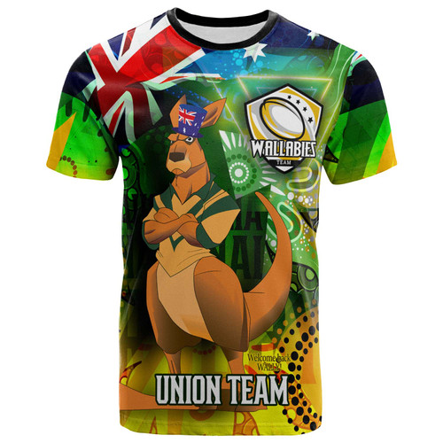 Wallabies Rugby T-Shirt - Custom Australia National Rugby Championship "Welcome Back Wally" Aboriginal Inspired Player And Number T-Shirt