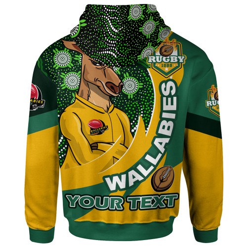 Wallabies Rugby Hoodie - Custom Kangaroo Rugby Ball Aboriginal Inspired Curve Style Hoodie Wallabies Rugby Hoodie - Custom Kangaroo Rugby Ball Aboriginal Inspired Curve Style Hoodie