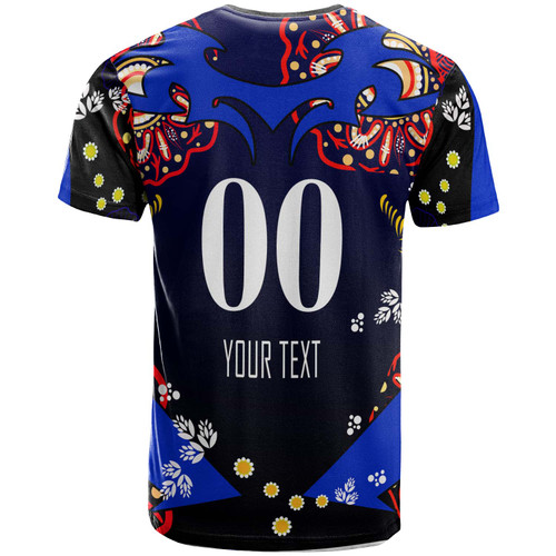 Sydney Roosters T-Shirt - Custom Personalised Sydney Roosters "Easts To Championship" Aboriginal Inspired Player And Number T-Shirt