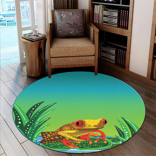 Australia Aboriginal Round Rug - Aboriginal Art Background With Frog Round Rug Australia Aboriginal Round Rug - Aboriginal Art Background With Frog Round Rug