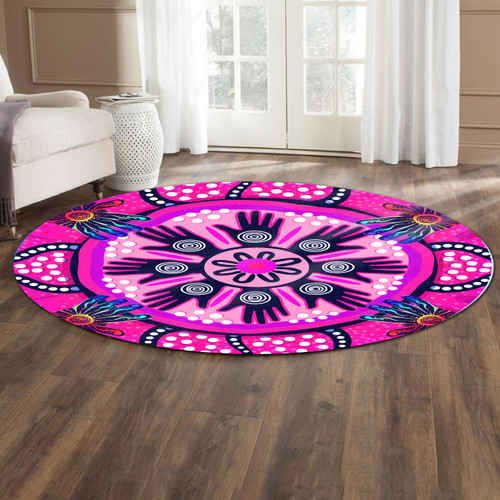 Australia Aboriginal Round Rug - Aboriginal Dot Art Painting Friendship and Unity Concept Round Rug Australia Aboriginal Round Rug - Aboriginal Dot Art Painting Friendship and Unity Concept Round Rug