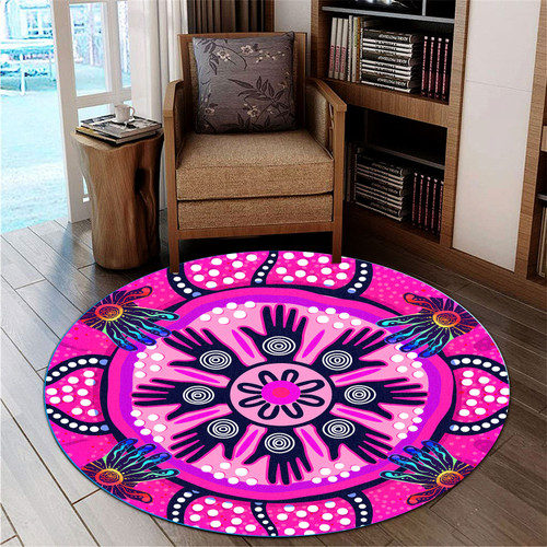 Australia Aboriginal Round Rug - Aboriginal Dot Art Painting Friendship and Unity Concept Round Rug Australia Aboriginal Round Rug - Aboriginal Dot Art Painting Friendship and Unity Concept Round Rug
