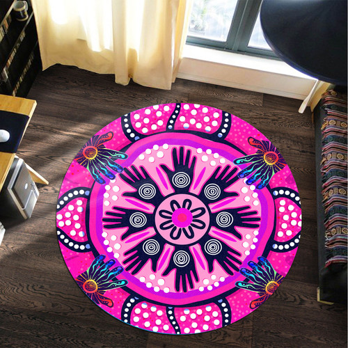 Australia Aboriginal Round Rug - Aboriginal Dot Art Painting Friendship and Unity Concept Round Rug Australia Aboriginal Round Rug - Aboriginal Dot Art Painting Friendship and Unity Concept Round Rug