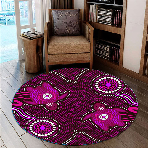 Australia Aboriginal Round Rug - Aboriginal Dot Art Painting Aussie Turtles Round Rug Australia Aboriginal Round Rug - Aboriginal Dot Art Painting Aussie Turtles Round Rug