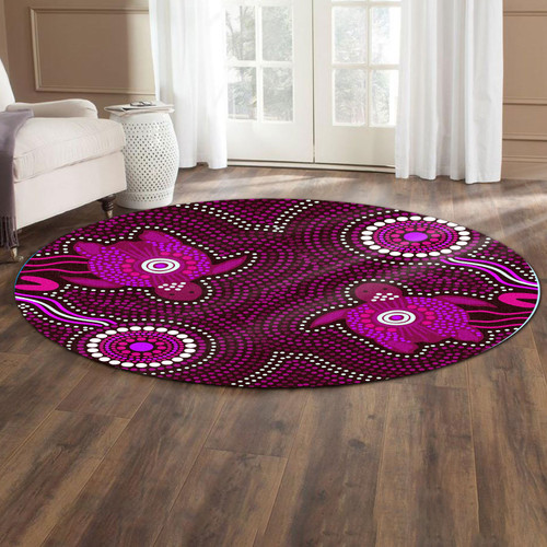 Australia Aboriginal Round Rug - Aboriginal Dot Art Painting Aussie Turtles Round Rug Australia Aboriginal Round Rug - Aboriginal Dot Art Painting Aussie Turtles Round Rug
