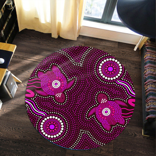 Australia Aboriginal Round Rug - Aboriginal Dot Art Painting Aussie Turtles Round Rug