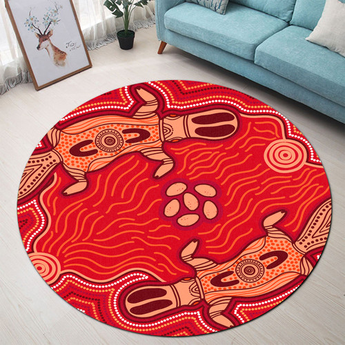 Australia Aboriginal Round Rug - Aboriginal Dot Art Painting Aussie Platypus Round Rug Australia Aboriginal Round Rug - Aboriginal Dot Art Painting Aussie Platypus Round Rug