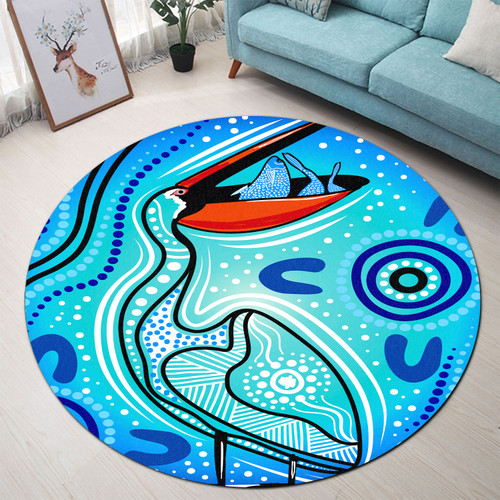 Australia Aboriginal Round Rug - Pelican aboriginal dot painting Round Rug Australia Aboriginal Round Rug - Pelican aboriginal dot painting Round Rug
