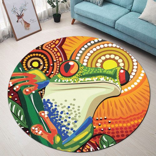 Australia Aboriginal Round Rug - Indigenous Frog Dot Art Painting Round Rug Australia Aboriginal Round Rug - Indigenous Frog Dot Art Painting Round Rug