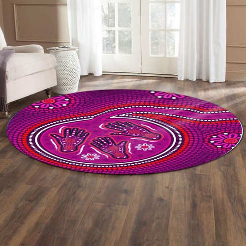 Australia Aboriginal Round Rug - Indigenous Dot aboriginal art with Hands Painting Round Rug Australia Aboriginal Round Rug - Indigenous Dot aboriginal art with Hands Painting Round Rug