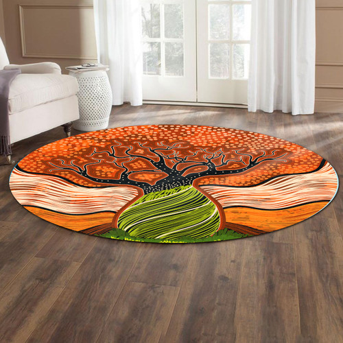 Australia Aboriginal Round Rug - Indigenous Boab Tree Art Aboriginal Round Rug Australia Aboriginal Round Rug - Indigenous Boab Tree Art Aboriginal Round Rug