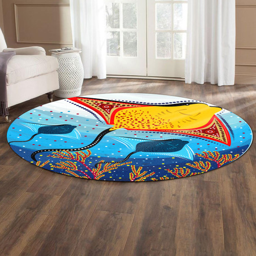 Australia Aboriginal Round Rug - Indigenous Stingray aboriginal art Round Rug Australia Aboriginal Round Rug - Indigenous Stingray aboriginal art Round Rug