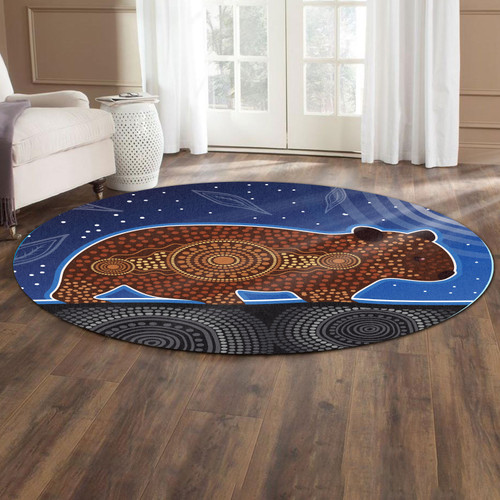 Australia Aboriginal Round Rug - Indigenous Wombat aboriginal art Round Rug Australia Aboriginal Round Rug - Indigenous Wombat aboriginal art Round Rug