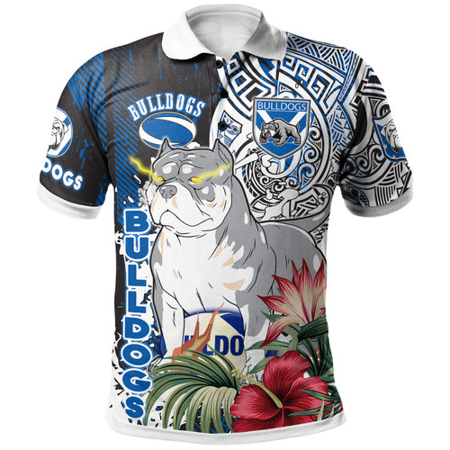 Canterbury-Bankstown Polynesian Polo Shirt - Custom Super Canterbury-Bankstown With Polynesian Tribal Pattern And Hibiscus Flower Polo Shirt