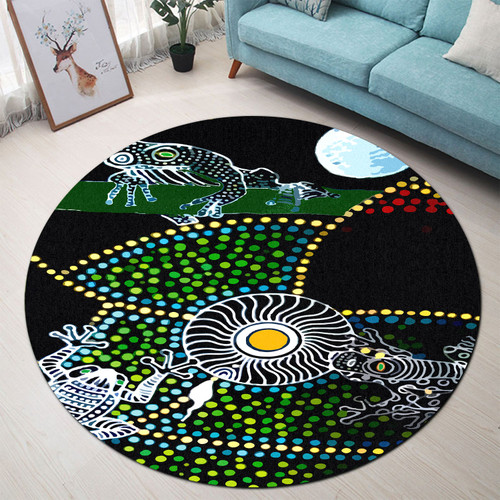 Australia Aboriginal Round Rug - Aboriginal Dot Art Frog Dreaming Round Rug Australia Aboriginal Round Rug - Aboriginal Dot Art Frog Dreaming Round Rug