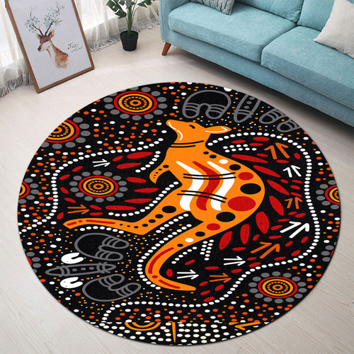 Australia Aboriginal Round Rug - Indigenous Aboriginal Kangaroo Dot Painting 2 Round Rug Australia Aboriginal Round Rug - Indigenous Aboriginal Kangaroo Dot Painting 2 Round Rug